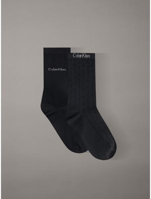 black 2 pack logo diamond crew socks for women calvin klein