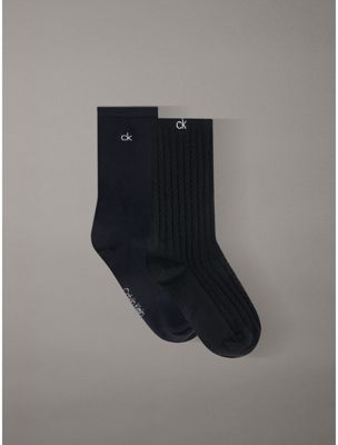 black 2 pack logo texture crew socks for women calvin klein