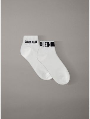 white 2 pack logo band ankle socks for men 