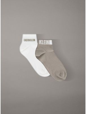 beige 2 pack logo band ankle socks for men 