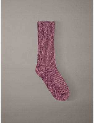 purple soft ribbed home socks for women 