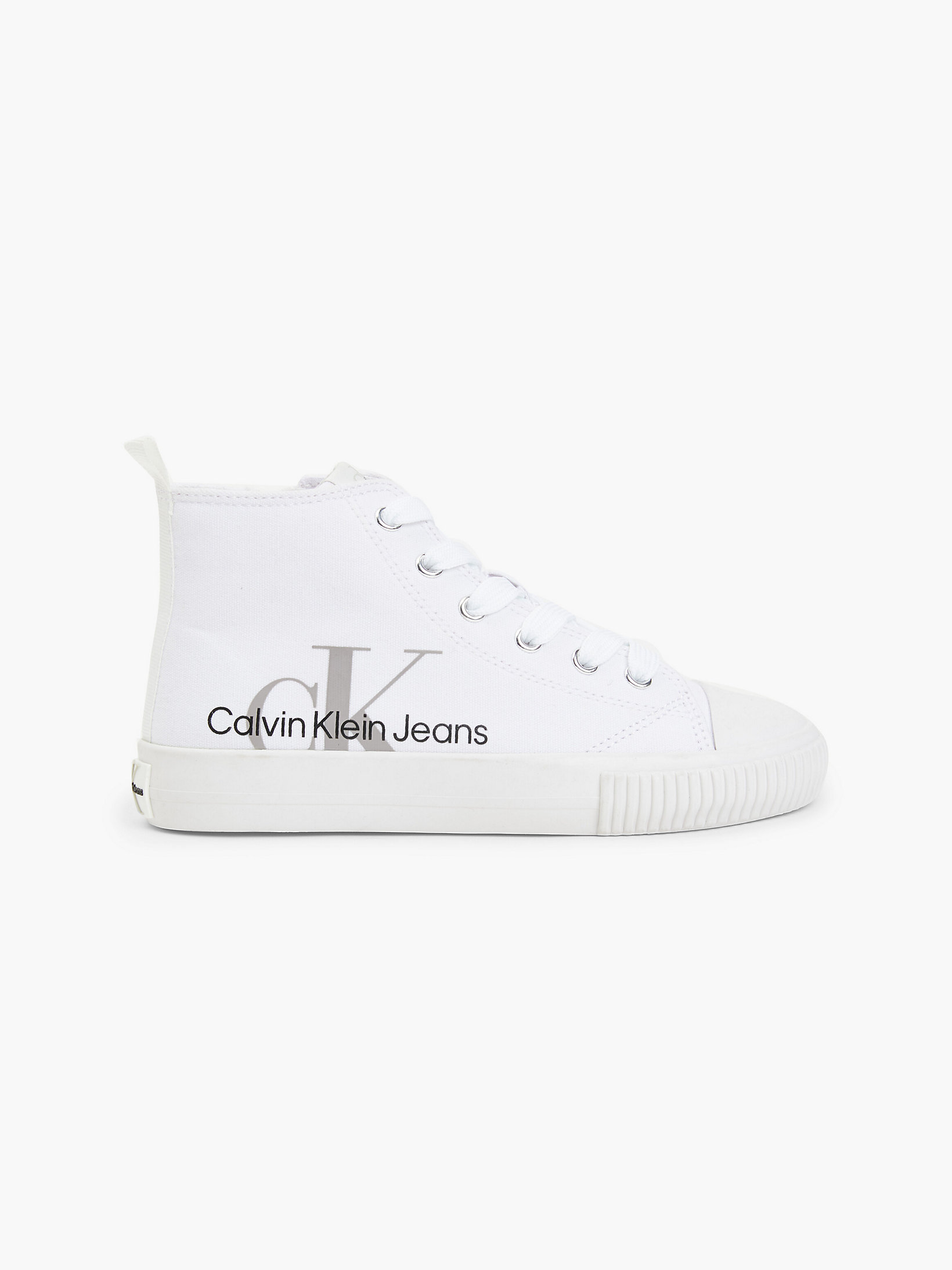 White > Кроссовки с высоким берцем из переработанной парусины > undefined kids unisex - Calvin Klein