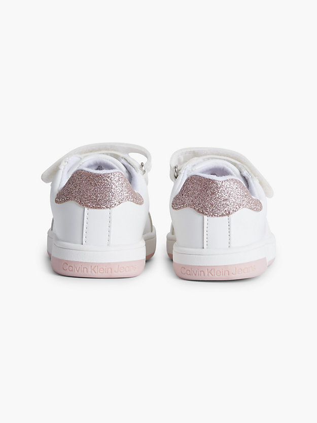 WHITE/PINK Recycled Toddlers-Kids Trainers for girls CALVIN KLEIN JEANS
