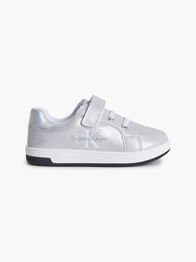 SILVER Recycled Toddlers-Kids Trainers for girls CALVIN KLEIN JEANS