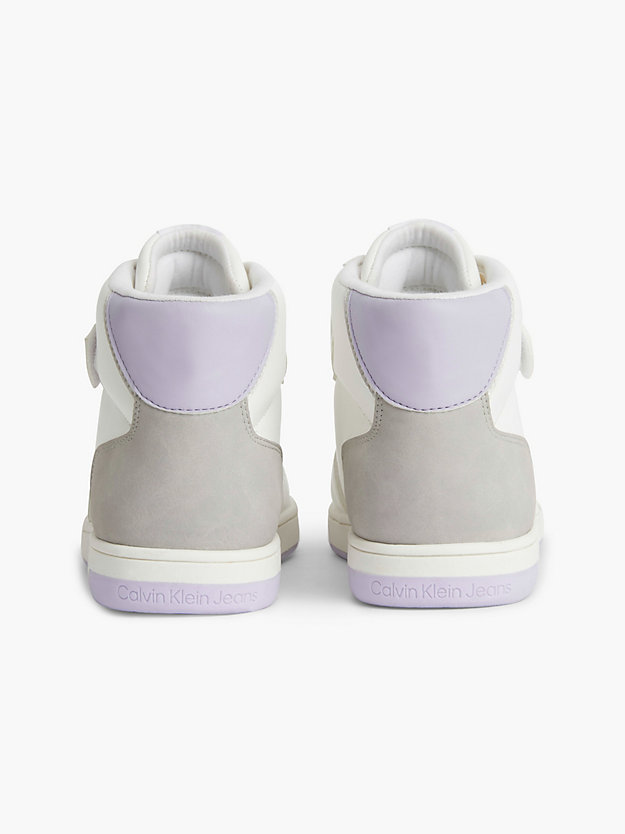 white/lilac recycled kids high-top trainers for girls calvin klein jeans