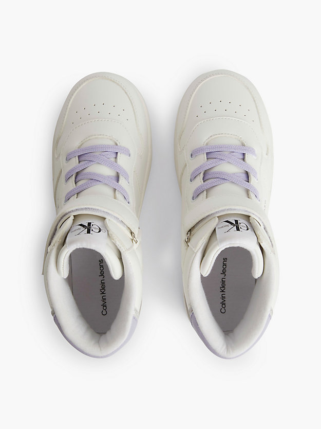 white/lilac recycelte high top sneakers für kinder für maedchen - calvin klein jeans