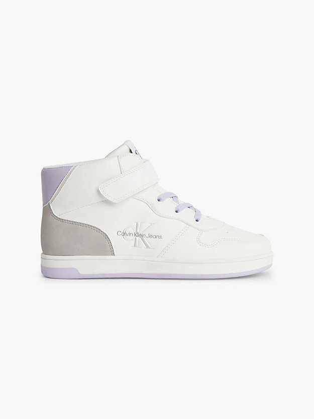 WHITE/LILAC Recycled Kids High-Top Trainers for girls CALVIN KLEIN JEANS