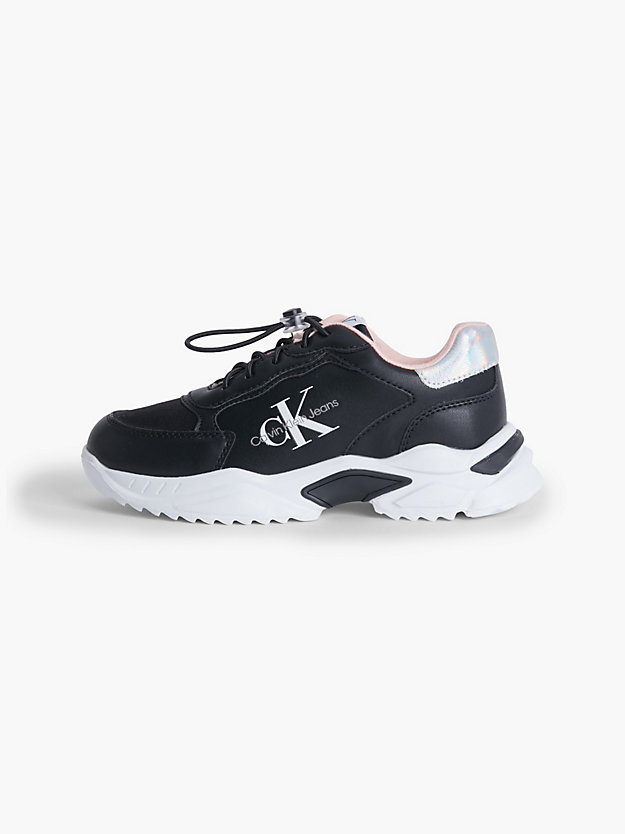 BLACK/WHITE/PINK Recycled Kids High-Top Trainers for girls CALVIN KLEIN JEANS