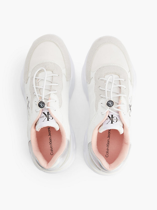 beige/off white/silver kids trainers for girls calvin klein jeans