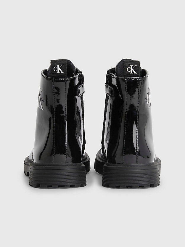 BLACK Recycled Patent Leather Kids Boots for girls CALVIN KLEIN JEANS