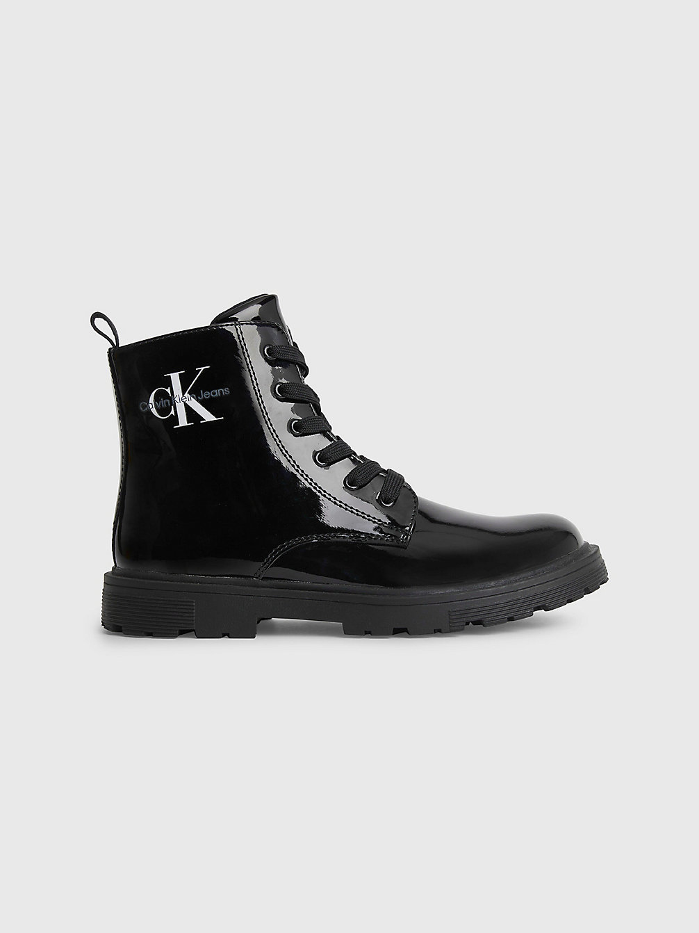 BLACK Recycled Patent Leather Kids Boots undefined girls Calvin Klein