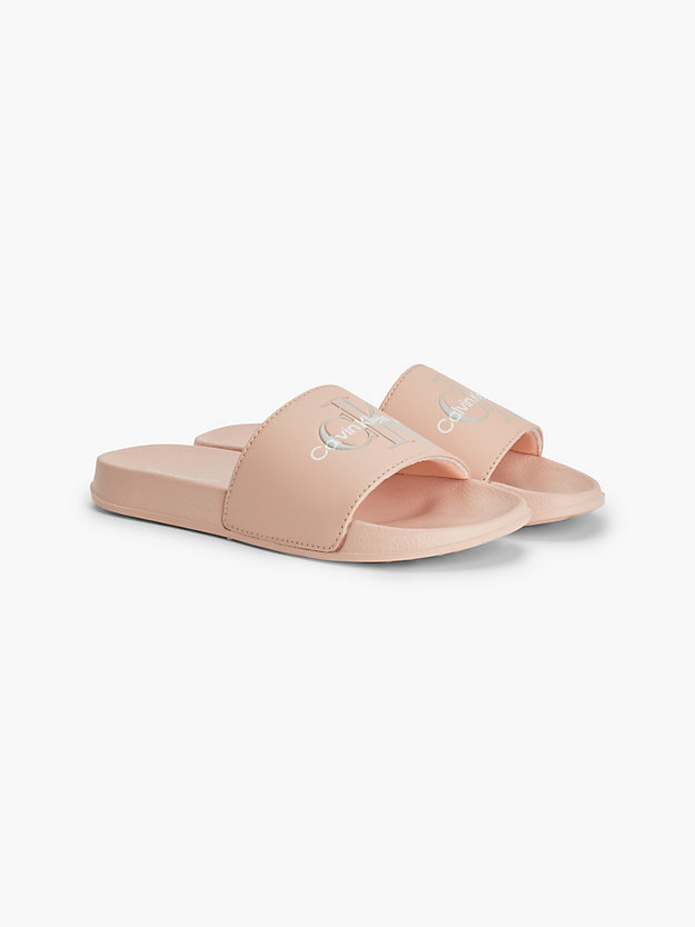 PINK Faux Leather Kids Sliders for girls CALVIN KLEIN JEANS