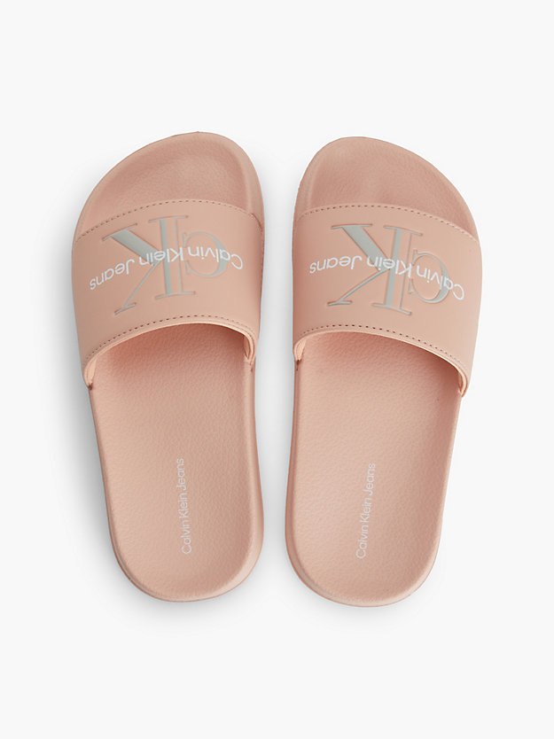 PINK Faux Leather Kids Sliders for girls CALVIN KLEIN JEANS