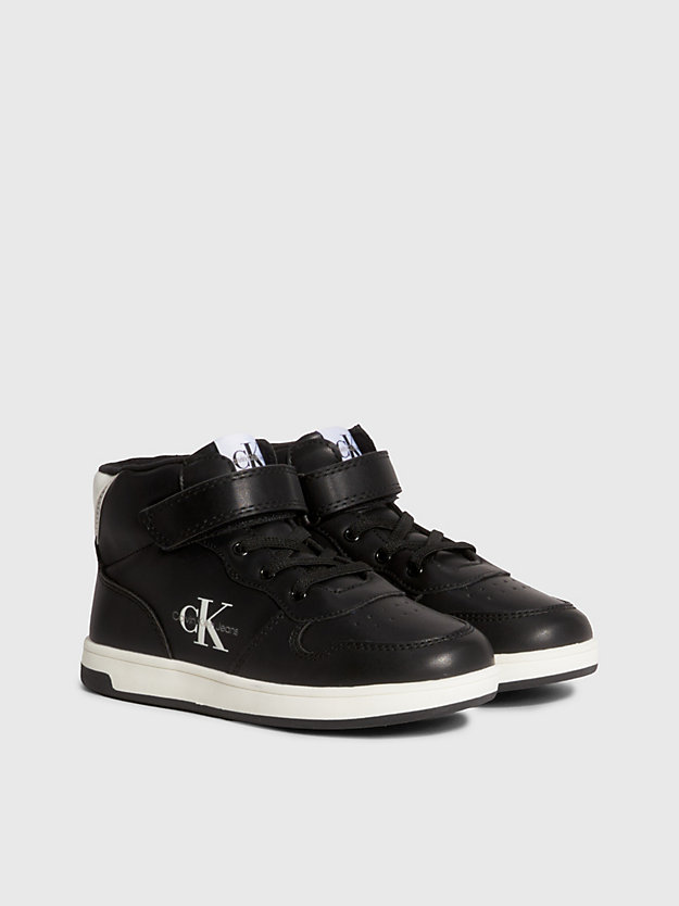 BLACK/WHITE Recycled Kids High-Top Trainers for kids unisex CALVIN KLEIN JEANS
