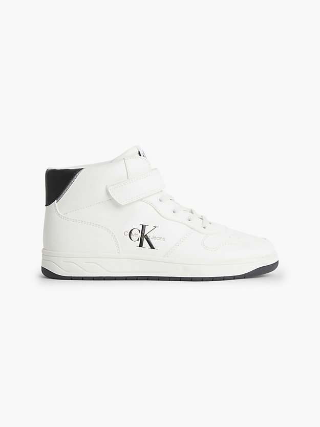 WHITE/BLACK Recycled Kids High-Top Trainers for kids unisex CALVIN KLEIN JEANS