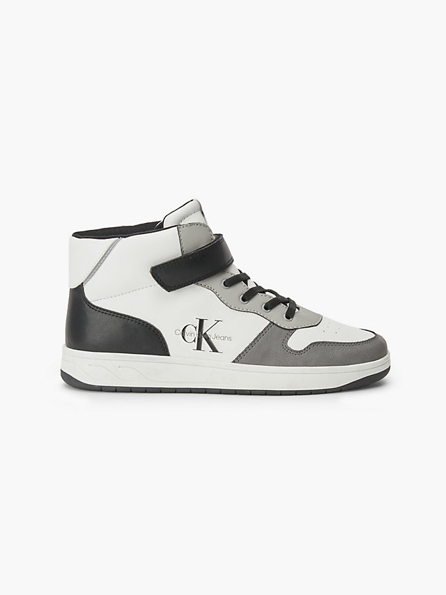 Grey/white/black > Детские кроссовки с высоким берцем из переработанного ма > undefined kids unisex - Calvin Klein