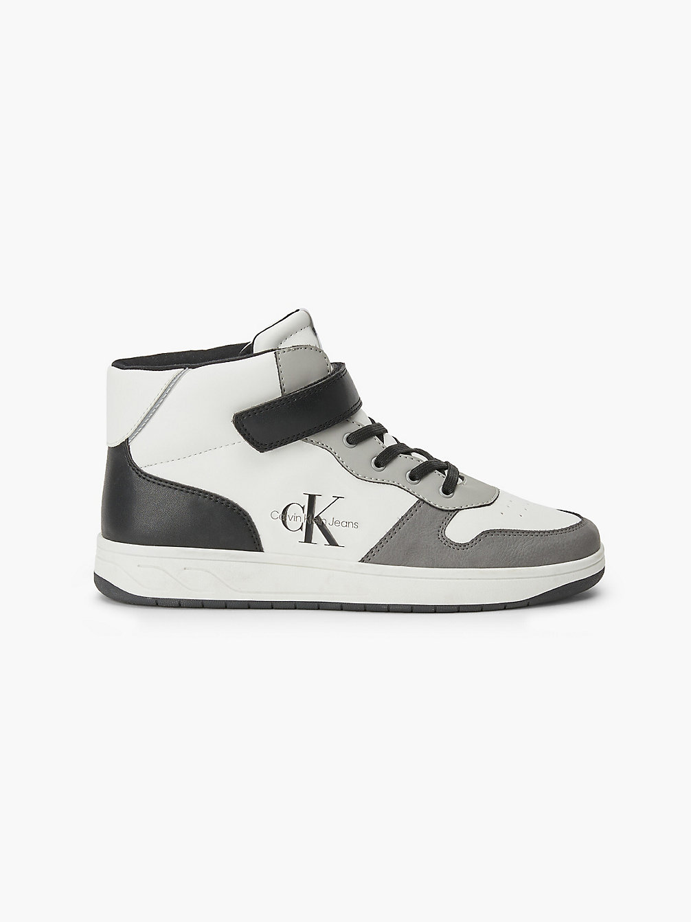 GREY/WHITE/BLACK Recycled Kids High-Top Trainers undefined kids unisex Calvin Klein