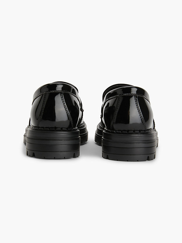 black faux patent leather kids loafers for kids unisex calvin klein jeans
