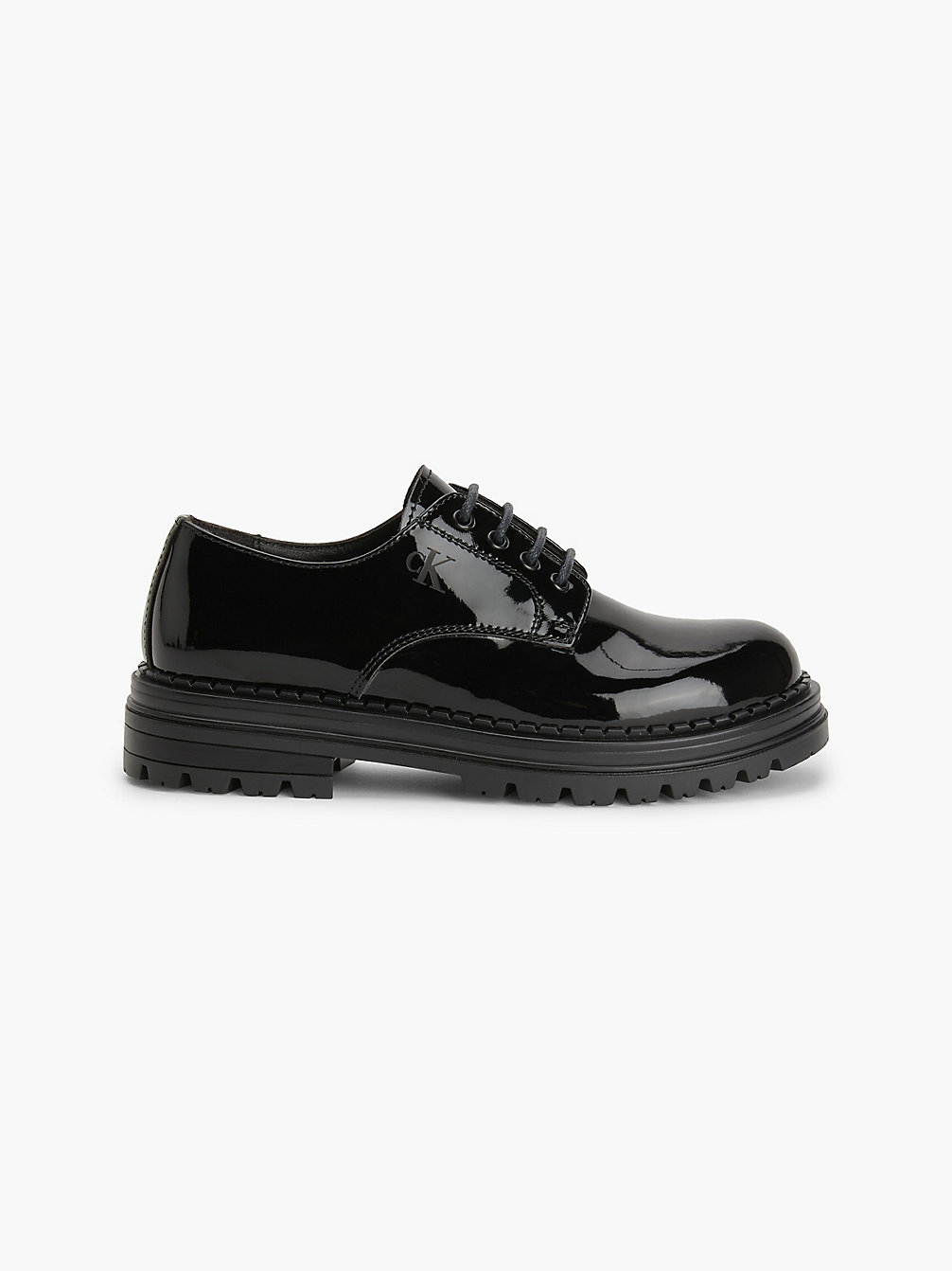 BLACK Faux Patent Leather Kids Lace-Up Shoes undefined kids unisex Calvin Klein