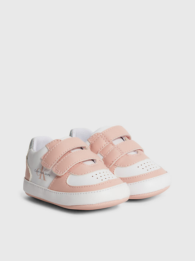 PINK/WHITE Baby Recycled Velcro Trainers for girls CALVIN KLEIN JEANS