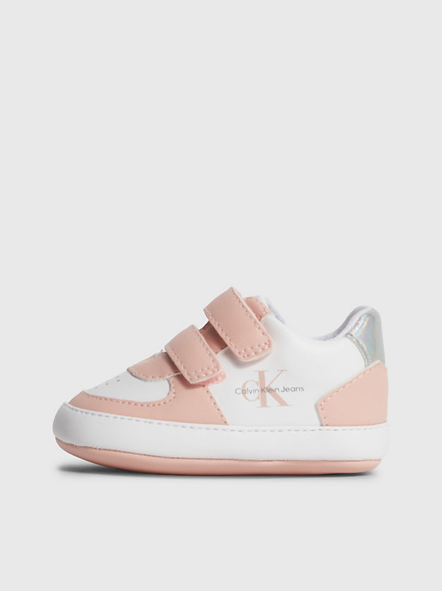 PINK/WHITE Baby Recycled Velcro Trainers for girls CALVIN KLEIN JEANS