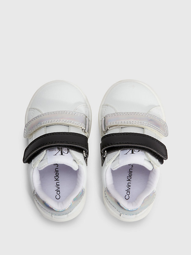 WHITE/SILVER/BLACK Toddlers and Kids Velcro Trainers for girls CALVIN KLEIN JEANS