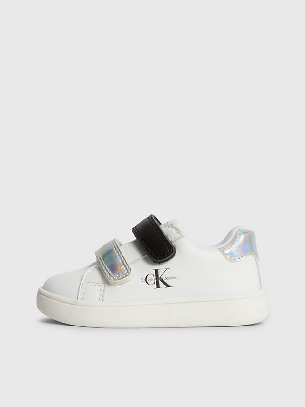 white/silver/black sneakers met klittenband voor peuters en kids voor meisjes - calvin klein jeans