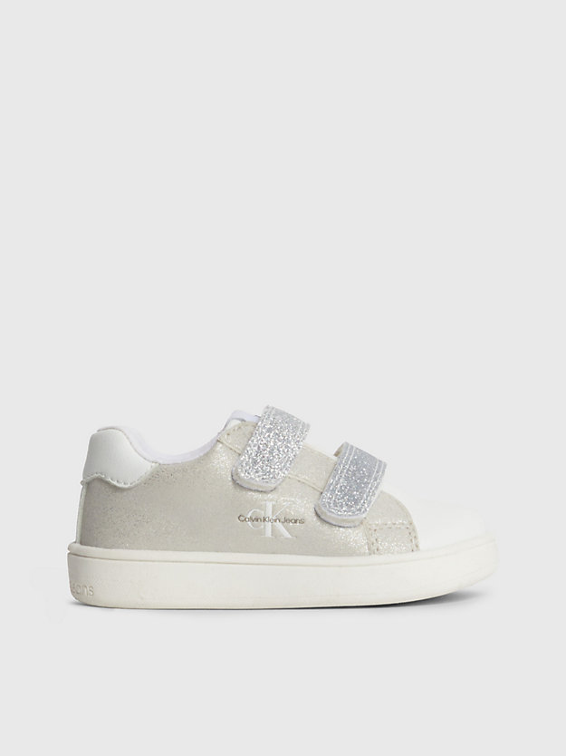 WHITE/GREY/SILVER Toddlers and Kids Glitter Trainers for girls CALVIN KLEIN JEANS