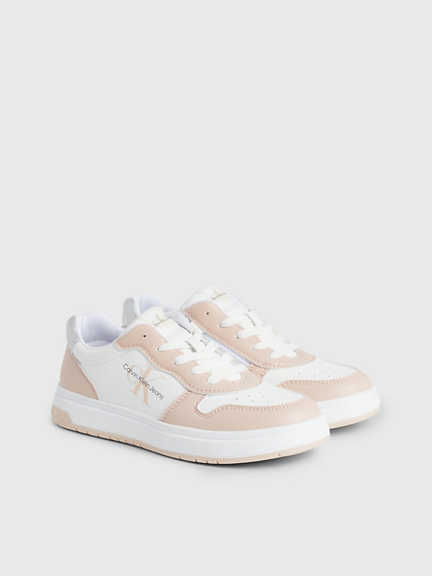 pink / white kids recycled trainers for girls calvin klein jeans