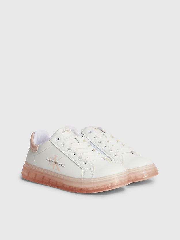 white/pink kids recycled trainers for girls calvin klein jeans