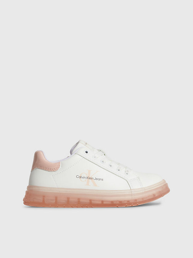white/pink kids recycled trainers for girls calvin klein jeans
