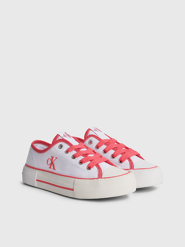 white/fuchsia dziecięce buty sportowe na platformie z przetworzonych materiałów dla dziewczynki - calvin klein jeans