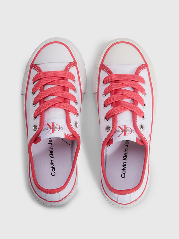 WHITE/FUCHSIA Dziecięce buty sportowe na platformie z przetworzonych materiałów dla Dziewczynki CALVIN KLEIN JEANS