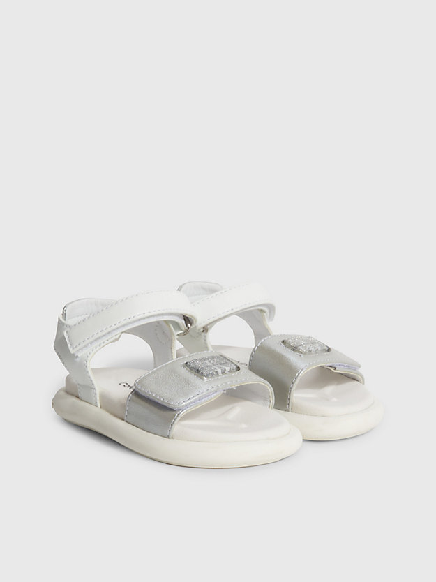 silver/white toddlers and kids velcro sandals for girls calvin klein jeans