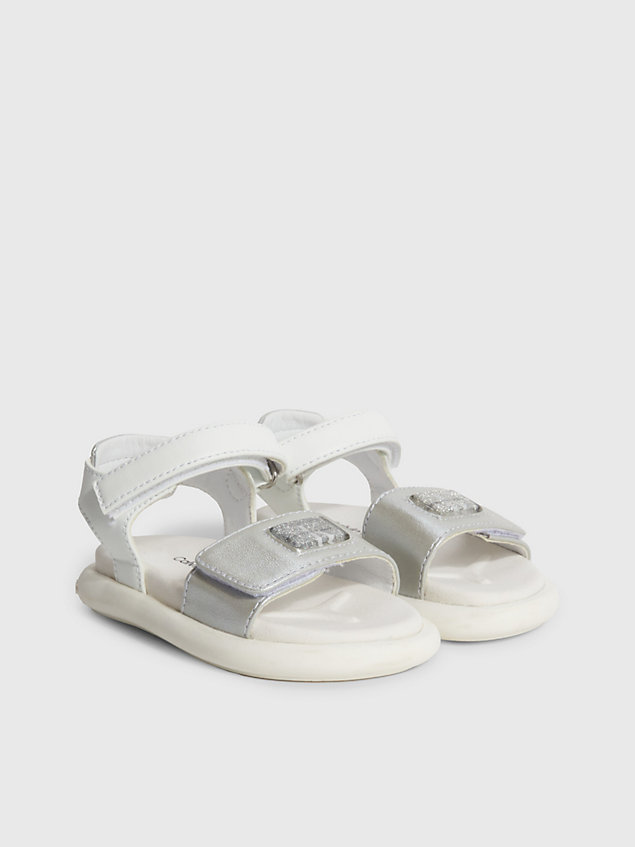 silver sandalen met klittenband voor peuters en oudere kids voor meisjes - calvin klein jeans