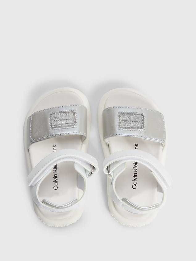 silver toddlers and kids velcro sandals for girls calvin klein jeans