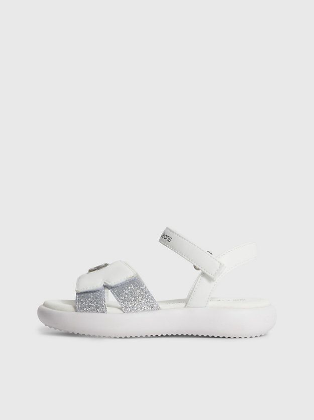 WHITE/SILVER Kids Glitter Sandals for girls CALVIN KLEIN JEANS