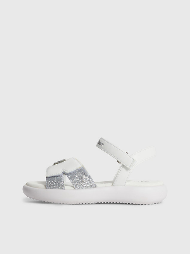 white kids glitter sandals for girls calvin klein jeans