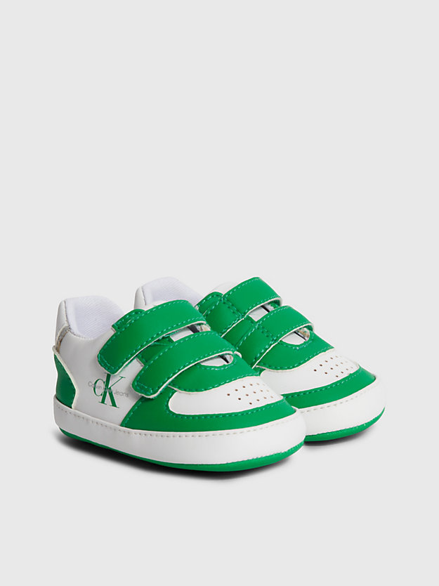 GREEN / WHITE Baby Recycled Velcro Trainers for boys CALVIN KLEIN JEANS