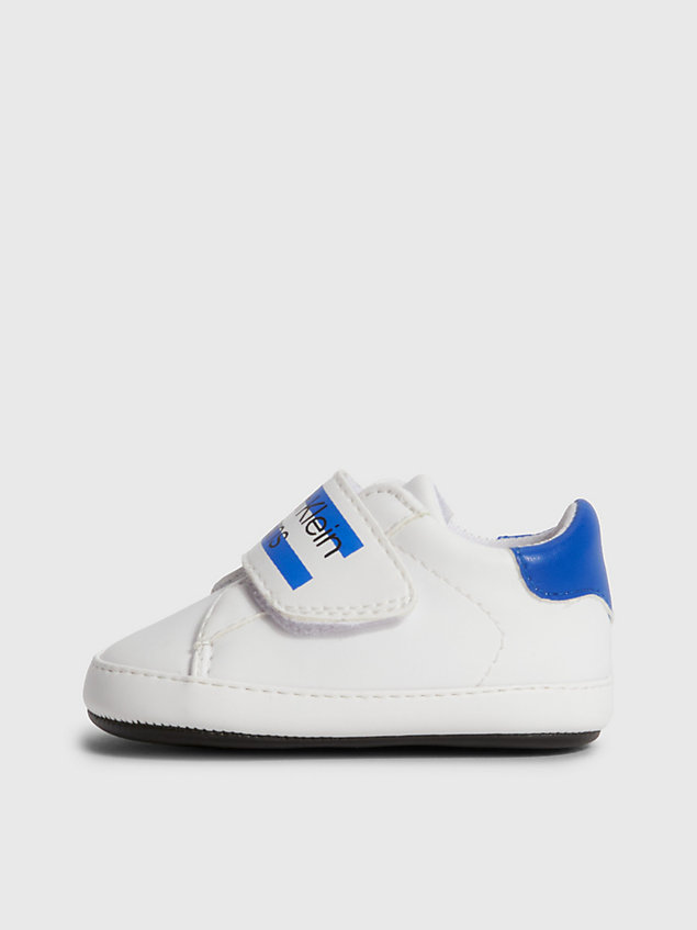 white baby recycled velcro trainers for boys calvin klein jeans