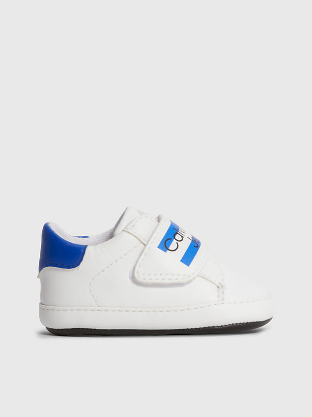 white baby recycled velcro trainers for boys calvin klein jeans