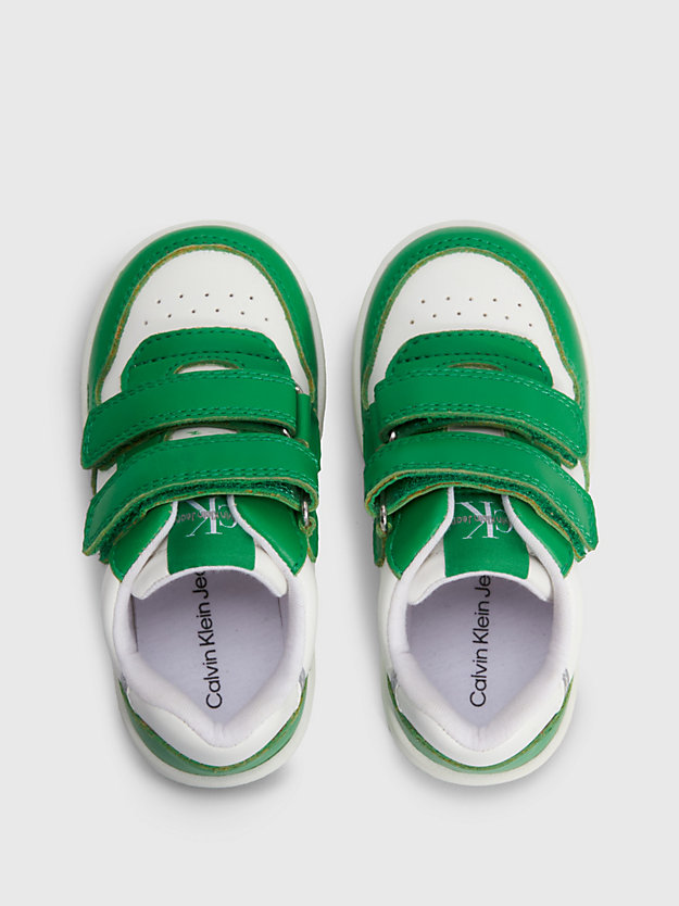 green / white toddlers and kids velcro trainers for kids unisex calvin klein jeans
