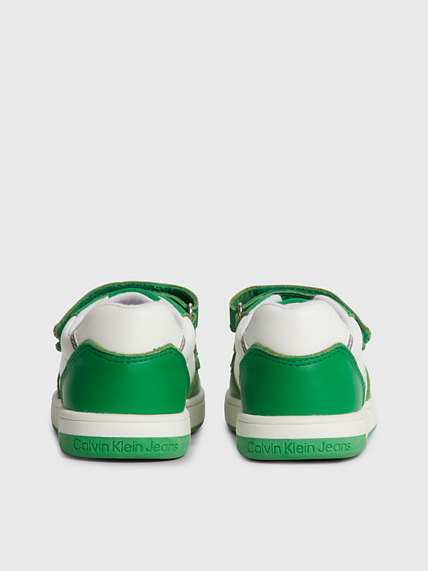green/white toddlers and kids velcro trainers for kids unisex calvin klein jeans