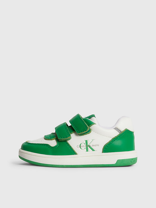 green/white toddlers and kids velcro trainers for kids unisex calvin klein jeans