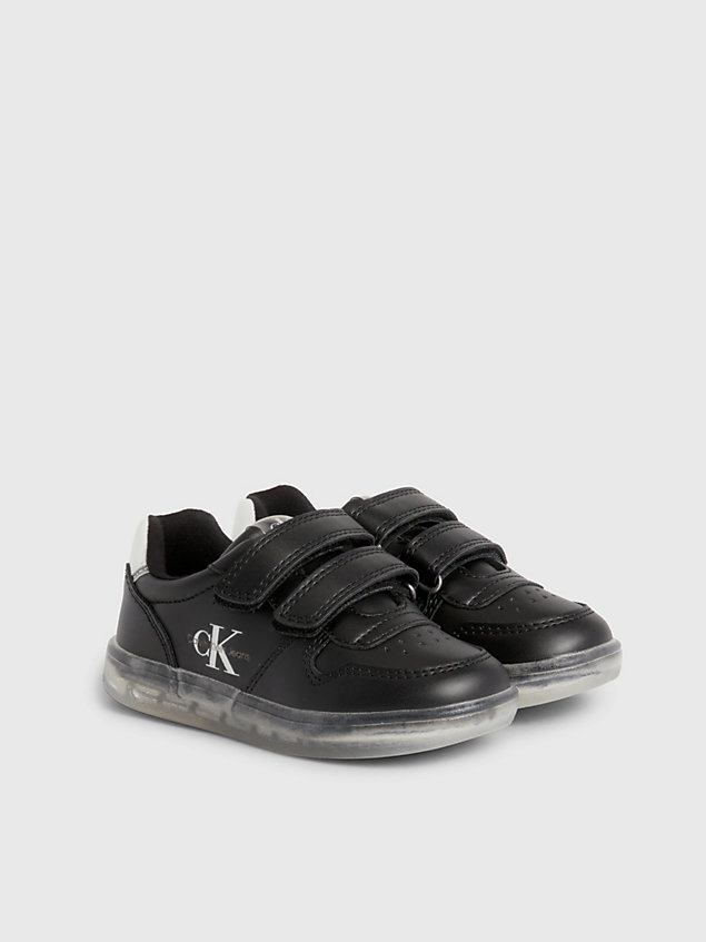 black toddlers and kids velcro trainers for kids unisex calvin klein jeans