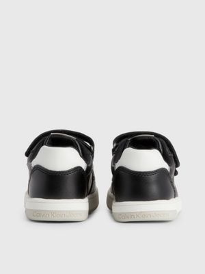 Black leather velcro store trainers