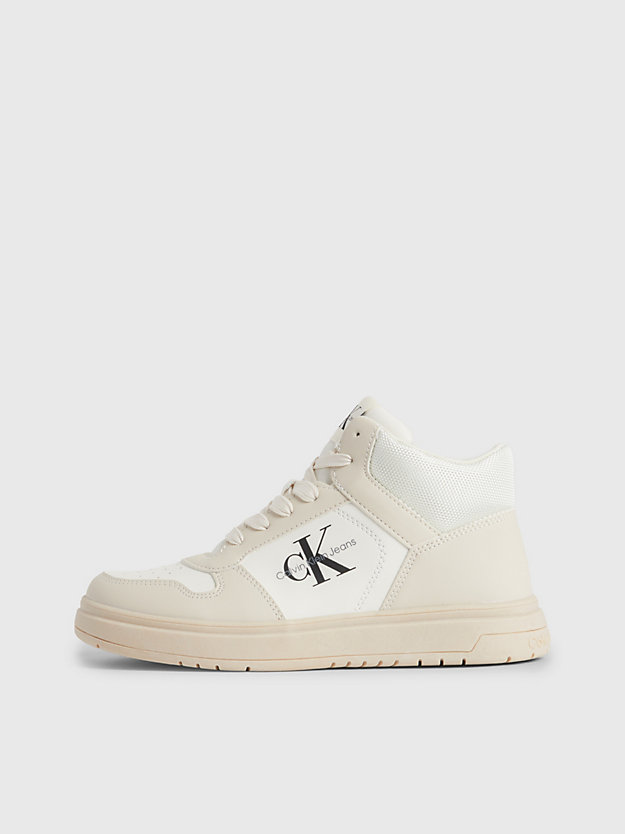 beige kids recycled high-top trainers for kids unisex calvin klein jeans