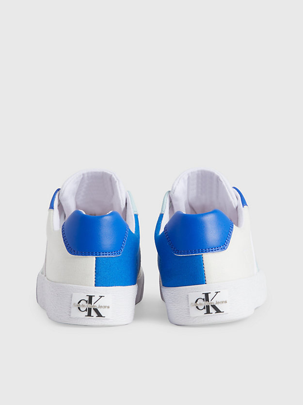 white/royal/sky blue kids recycled canvas trainers for kids unisex calvin klein jeans