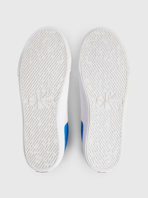 white/royal/sky blue kids recycled canvas trainers for kids unisex calvin klein jeans