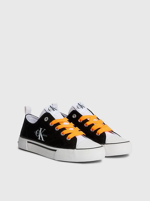 black/white kids recycled canvas trainers for kids unisex calvin klein jeans